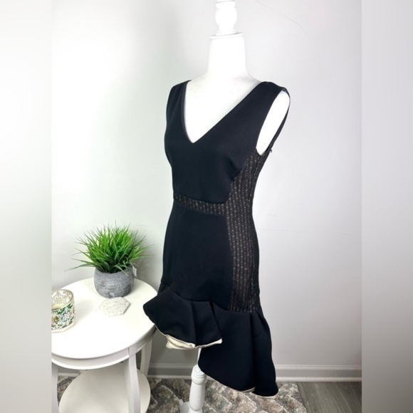 Antonio Berardi Dress Womens size 8 Black Ruffled Modal Jersey - Picture 2 of 12